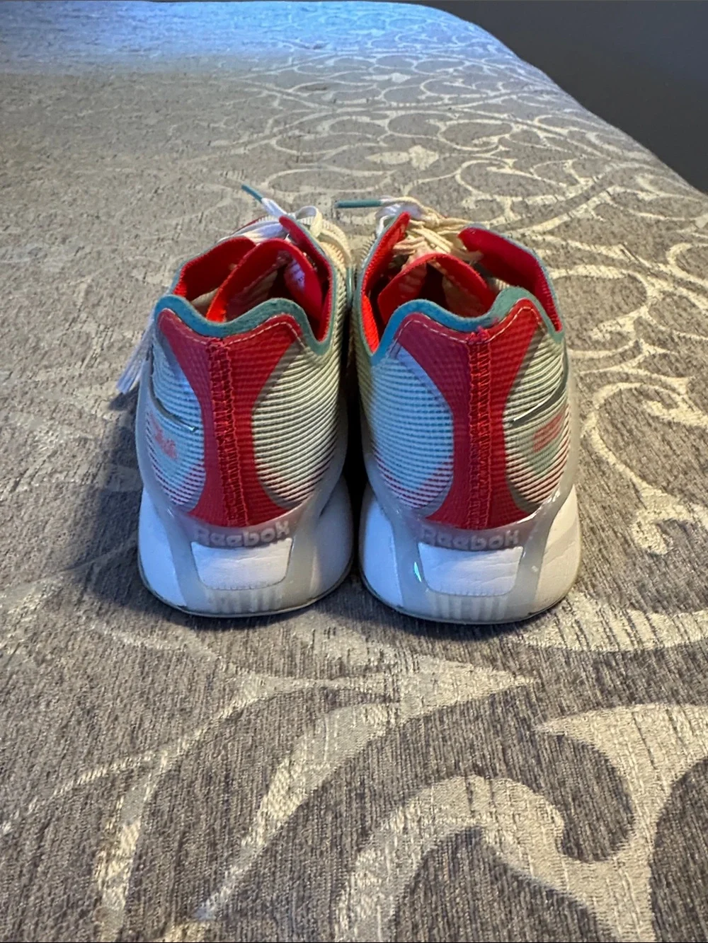 Reebok Nano Froning X2 Men’s White Athletic Sneakers with Red and Blue Accents